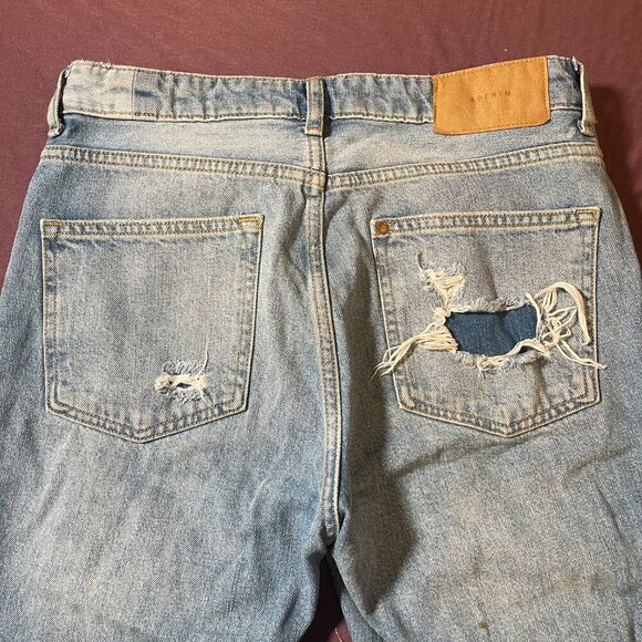 & Denim Boyfriend low waist jeans with buttons and distressing - size 4 - Picture 8 of 9